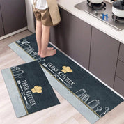 Conjunto de 2 Tapetes de Cozinha Emborrachados Cinza com Estampa